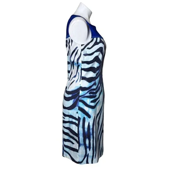 T Tahari NWT $148 Zebra Print Shira Dress, Blue Cloud Women's Size 8 - Picture 4 of 10